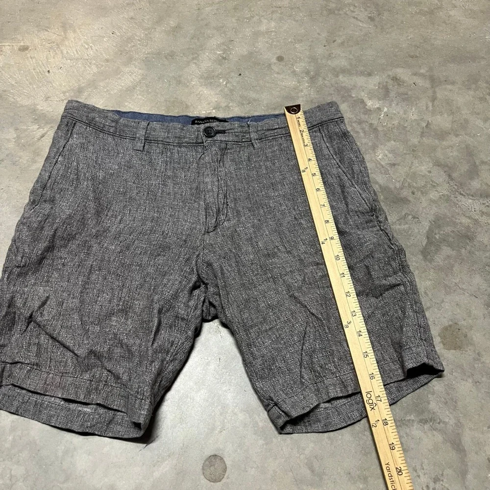Banana Republic Aiden Shorts Mens 32 Grey Linen Cotton Blend Slim Fit 261430-00